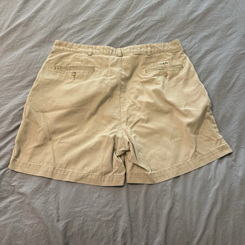 Polo Ralph Lauren 100% Cotton Pleated Chino Shorts Khaki Men's Size 38 - Picture 5 of 6